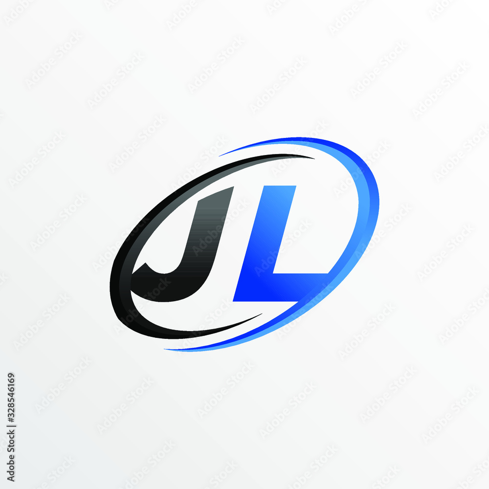 Initial Letters JL Logo with Circle Swoosh Element Stock Vector | Adobe ...