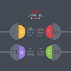 Business data visualization. Infographic element with icons and options or steps. Can be used for process, presentation, diagram, workflow layout, info graph, web design. Vector business template.