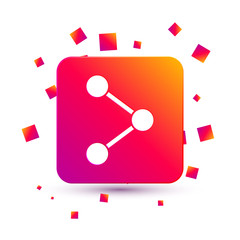 Aufkleber - White Share icon isolated on white background. Share, sharing, communication pictogram, social media, connection, network. Square color button. Vector Illustration