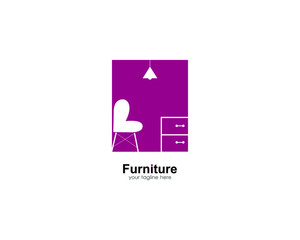 abstract furniture logo. modern template. simple and unique logo. isolated white. for companies and graphic design. logo icon of chair, lamp, table, wardrobe. illustration 