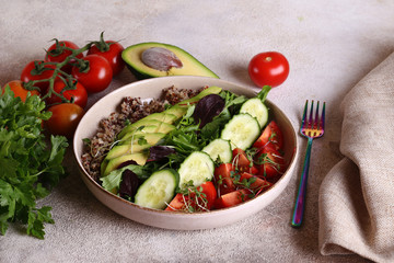 Wall Mural - green salad mix with tomatoes and cucumbers