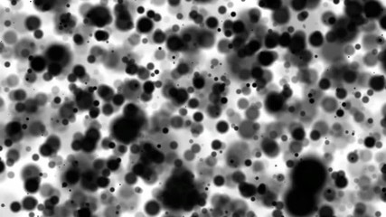 Poster - 3D rendering black blurry spots create bokeh on white. Computer generated abstract backdrop