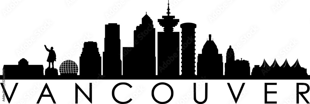 Vancouver City Skyline Silhouette Cityscape Vector Stock Vector | Adobe ...