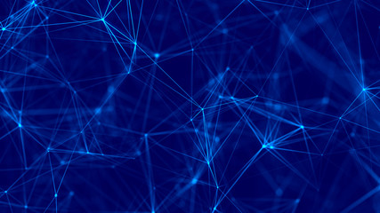 Fototapete - Network connection dots and lines. Technology background. Plexus. Big data background. 3d rendering.