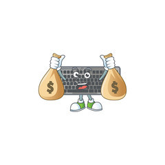 Poster - A cute image of black keyboard cartoon character holding money bags