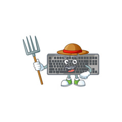 Poster - sweet Farmer black keyboard cartoon mascot with hat and tools