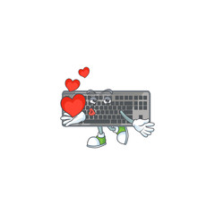 Poster - A sweetie black keyboard cartoon character holding a heart