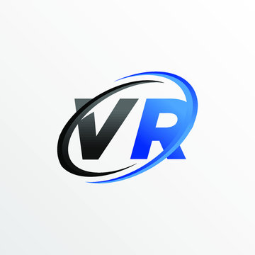 Initial Letters VR Logo with Circle Swoosh Element