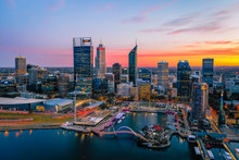 Perth, Australia - Mar 04 2020: The Perth City Skyline During Dawn. Perth Is The Capital Of Western Australia
