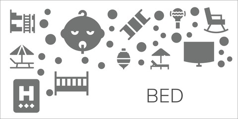 Poster - bed icon set