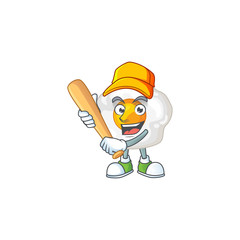 Wall Mural - Cartoon design of fried egg having baseball stick