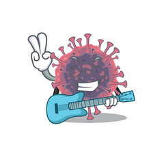 Poster - Supper cool microbiology coronavirus cartoon playing a guitar