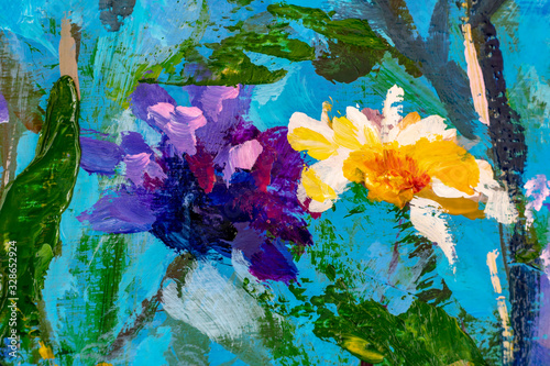 Naklejki Claude Monet  kwiaty-obrazy-zblizenie-monet-malarstwo-claude-impresjonizm-farba-pejzaz-kwiat-laka