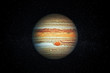 Planet Jupiter gas giant in the Starry Sky of Solar System in Space. This image elements furnished by NASA.