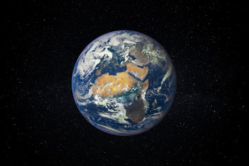 Wall Mural - planet earth in the starry sky of solar system in space. this image elements furnished by nasa.