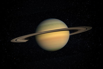 Wall Mural - planet saturn in the starry sky of solar system in space. this image elements furnished by nasa.