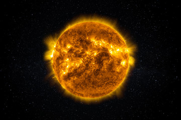 Wall Mural - sun star in the starry sky of solar system in space. this image elements furnished by nasa.