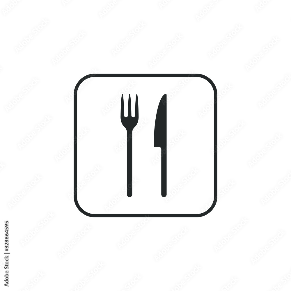 Fork and knife icon logo. Simple flat shape sign. Restaurant cafe ...