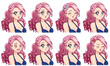 © TomatoLaccoon - A set of cute anime girl with different expressions.