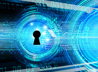 closed padlock on digital background, cyber security