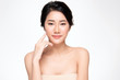 © kitthanes - Portrait beautiful young asian woman clean fresh bare skin concept. Asian girl beauty face skincare and health wellness, Facial treatment, Perfect skin, Natural makeup, on white background,