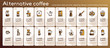 Third wave alternative coffee color icon set. Editable stroke.