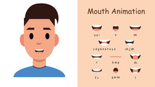 Mouth Animation. Lip Sync Collection For Animation. Cartoon Mouth Sync For Sound Pronunciation. Vector Illustration In Flat Style