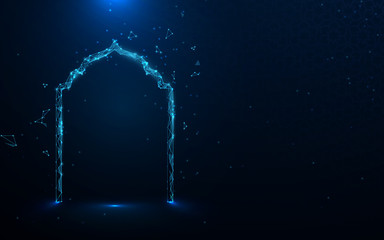 Fototapete - Eid Mubarak greeting Card. Ramadan Kareem background. Mosque door