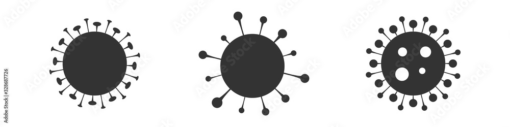 Virus, bacteria, microbes icon. Set vector bacteria sign in flat style. Microbe bacteria icon isolated on white background. - obrazy, fototapety, plakaty 