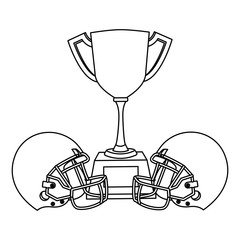 Canvas Print - american football sport helmets with trophy cup