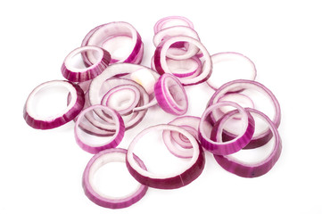 Canvas Print - Red onion sliced rings on a white background