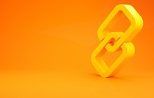 Yellow Chain Link Icon Isolated On Orange Background. Link Single. Minimalism Concept. 3d Illustration 3D Render