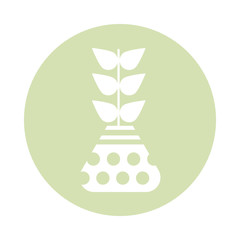 Sticker - houseplant with potted, block and flat style icon