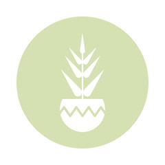 Sticker - houseplant with potted, block and flat style icon