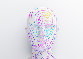 abstract human head, 3d render, artificial intelligence concept