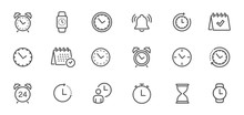 Time And Clock, Calendar, Timer Line Icons. Vector Linear Icon Set - Stock Vector.