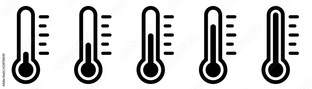 Weather Sign. Temperature icon set. Temperature Scale Symbol. Warm cold Symbol - stock vector. - obrazy, fototapety, plakaty 