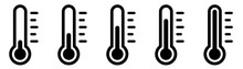 Weather Sign. Temperature Icon Set. Temperature Scale Symbol. Warm Cold Symbol - Stock Vector.