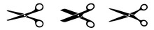 Scissors Set. Flat Icon Style. Collection Scissors Black On White Background. - Stock Vector.