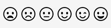 Emoticons Set. Emoji Faces Collection. Emojis Flat Style. Happy And Sad Emoji. Line Smiley Face - Stock Vector.