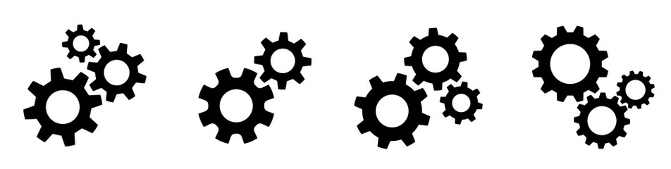 setting gears icon. cogwheel group. gear design collection on white background - stock vector.