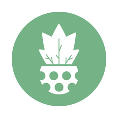 Sticker - houseplant with potted, block and flat style icon