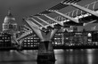 St Paul's Cathedral along the length of Millennium Bridge, Black and White