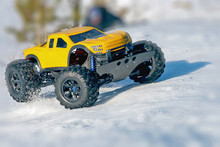 Buggy Car Toy On Radio Control In Motion The Winter On Snow