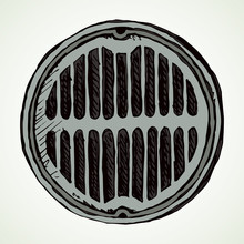 Round Manhole Cover. Vector Drawing