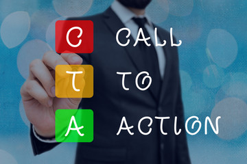 Fototapete - Word writing text Cal To Action. Business photo showcasing Calling to do Actions message. Encourage Start of Decision or inspire to do something. Move to advance Successful strategy
