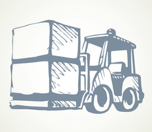 Forklift For Transportation. Vector Drawing