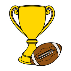 Sticker - american football sport balloon with trophy cup