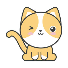 Sticker - cute cat on white background, feline domestic