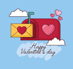 Sticker - valentines day celebration with envelope in mailbox